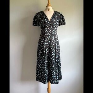 Betsey Johnson Black Dress with Blue Floral Pattern